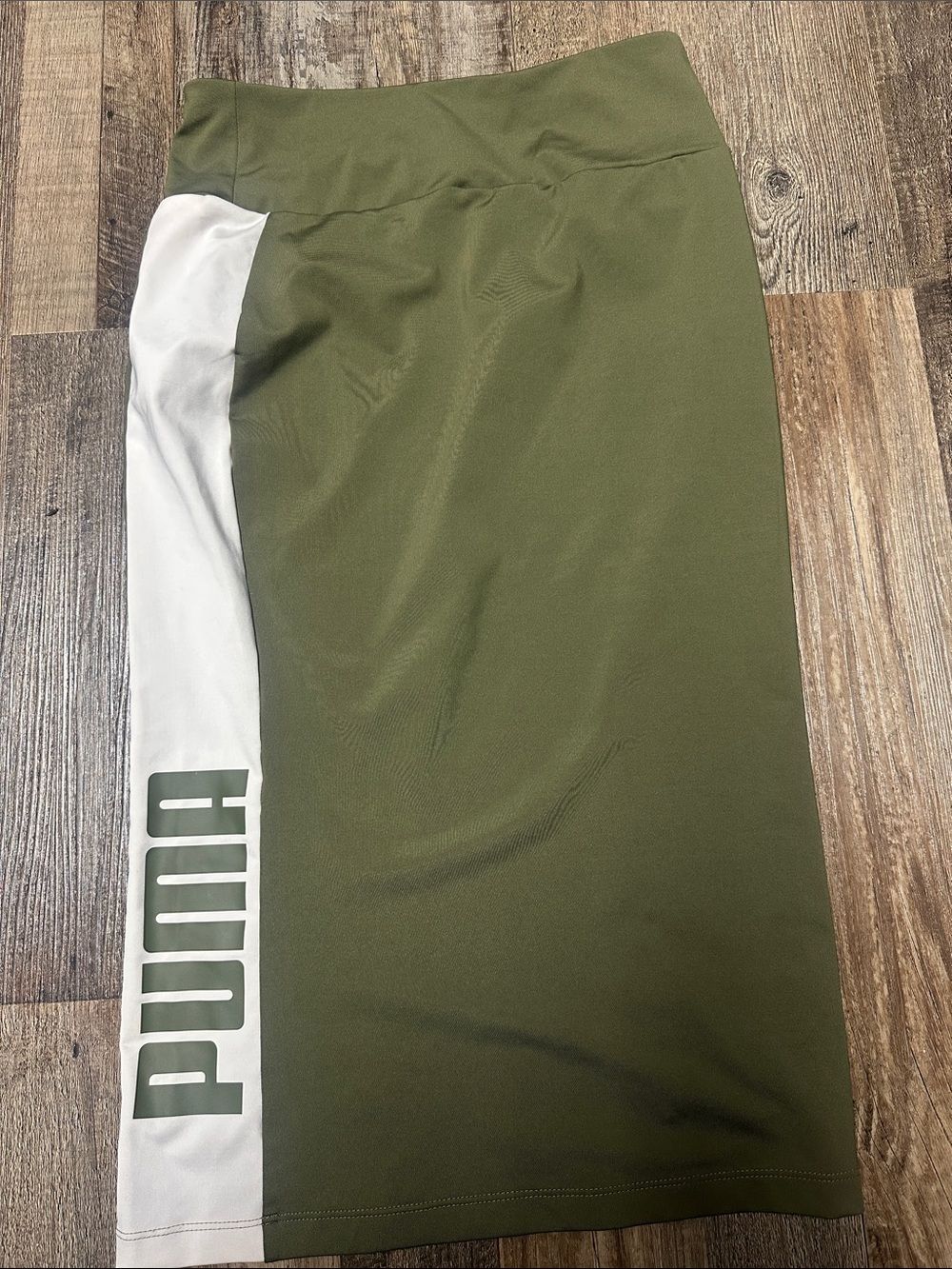 Puma Olive Green Pencil Skirt with White Side Panel